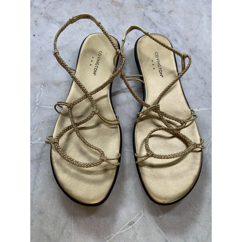 Covington Bali Sandals Women’s 9M Gold Metallic Braided Flats